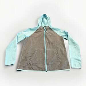 Nike Mens Gray Blue Therma-Fit Hoodie Full Zip Sweatshirt Jacket M 683656-069